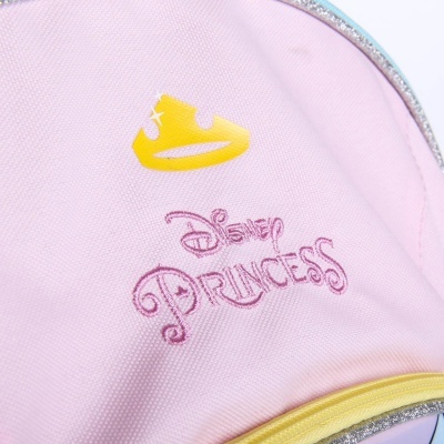Mochila rosa claro com bordado Disney PRINCESS e coroa amarela