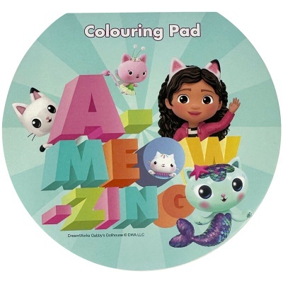 Capa de bloco de colorir com texto e personagens de gatos em estilo desenho animado