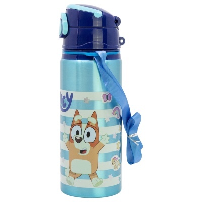 Garrafa Bluey e Bingo alumínio com palha 730 ml pop up