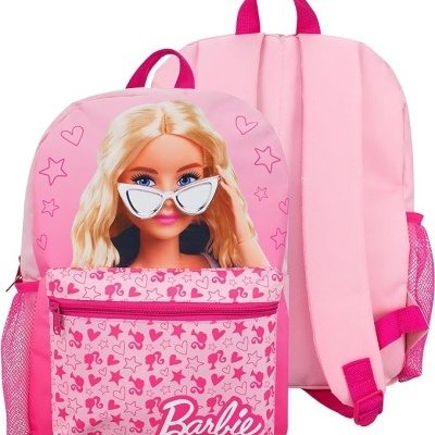 Conjunto Escolar Barbie Rosa - Mochila + Lancheira + Porta-lápis + garrafa