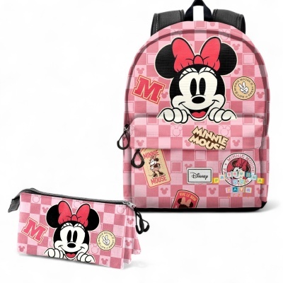 Conjunto Escolar Journey Minnie Disney - Mochila Escolar 44cm adaptável + porta-lápis triplo