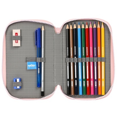 Estojo com material Me Time Minnie Disney duplo 28pcs