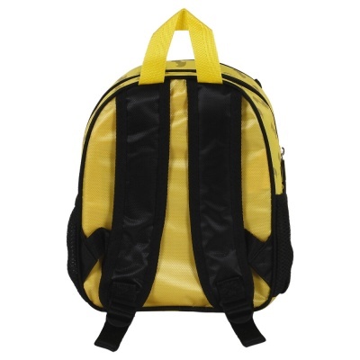 Mochila amarela com alças pretas acolchoadas