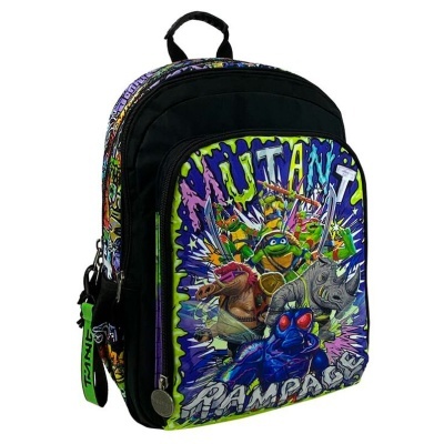 Mochila Escolar Mutant Mayhem Tartarugas Ninjas 43 cm adaptável