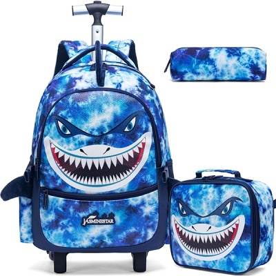 Conjunto Escolar Trolley Shark - Trolley + lancheira + porta-lápis