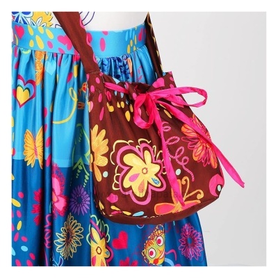 Fato Mirabel Encanto + saco + óculos + brincos + fita cabelo