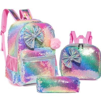 Conjunto Escolar Laços - Mochila + lancheira + porta-lápis