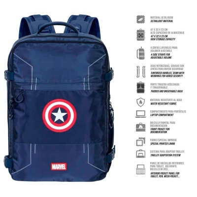 Mochila de viagem Capitan America Marvel 49cm
