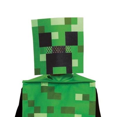 Fato de creeper Minecraft com máscara para menino