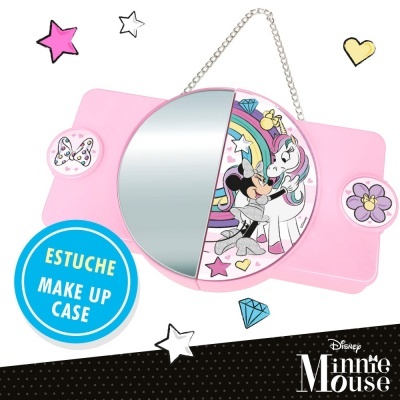 Bolsa de maquiagem com 2 níveis e espelho Minnie