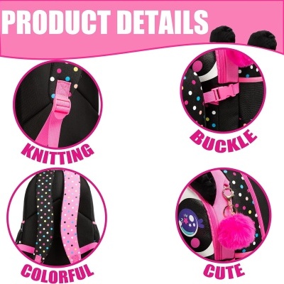 Conjunto Escolar Panda Pink - Mochila + lancheira + porta-lápis