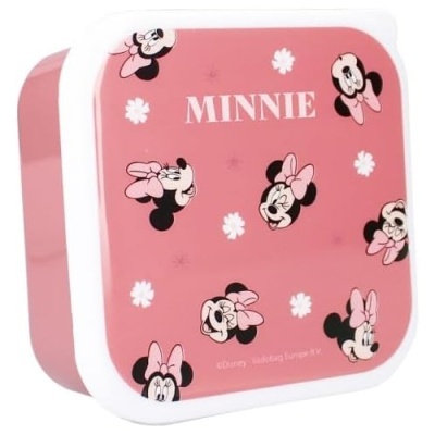 Caixa rosa quadrada com moldura branca e estampado da personagem Minnie
