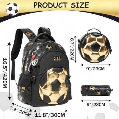 Conjunto Escolar Mochila Futebol - Mochila + lancheira + porta-lápis