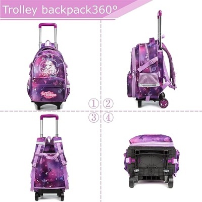 Conjunto Escolar Trolley Unicorn - Trolley + lancheira + porta-lápis