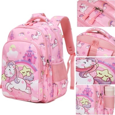 Conjunto Escolar Unicórnio - Mochila + lancheira + porta-lápis