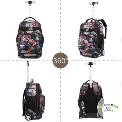 Mochila com carrinho camuflagem e carro vermelho várias vistas