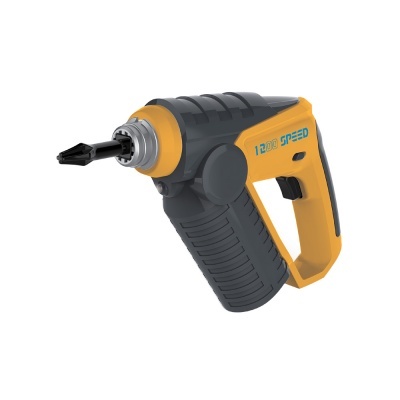 Parafusadeira portátil preta e amarela com punho texturizado