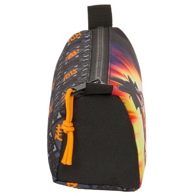 Estojo colorido com dragões e zíper com cordão laranja