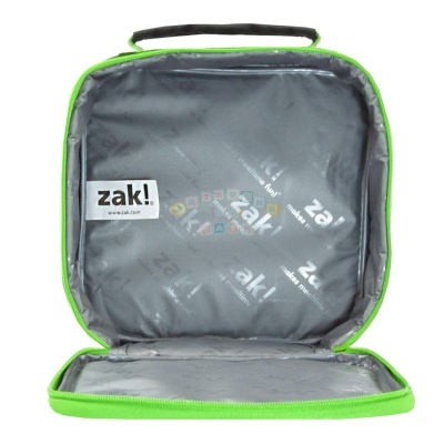 Mala térmica cinzenta com padrão zak! e fecho verde