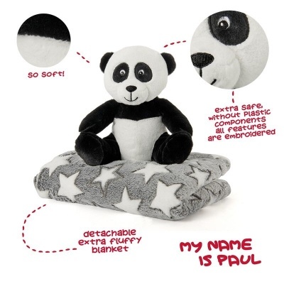 Peluche + Manta suave Urso Panda 22cm