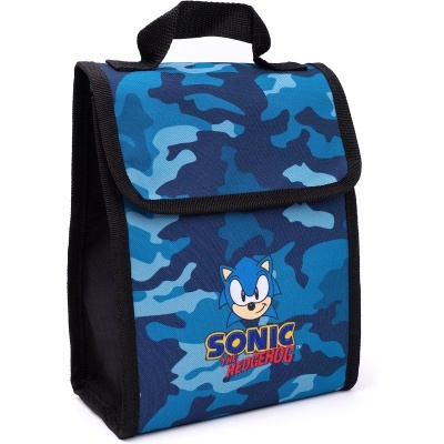 lancheira camuflado azul Sonic the Hedgehog com alça preta