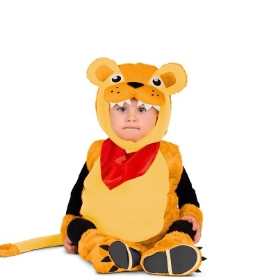 Fato de pequeno leão com língua para bebé e criança