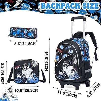 Conjunto Escolar Trolley Futebol americano - Trolley + lancheira + porta-lápis