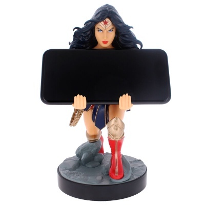 Figurine Wonder Woman ajoelhada a segurar suporte para telemóvel