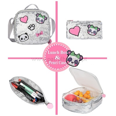 Conjunto Escolar Trolley Silver Panda