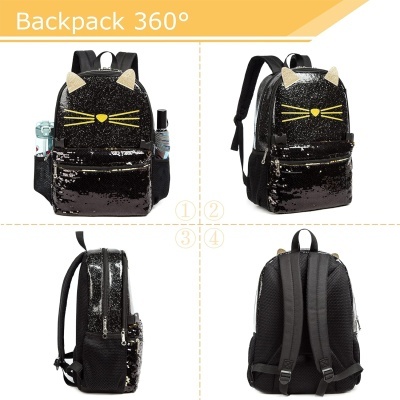 Conjunto Escolar Gatinha - Mochila + lancheira + porta-lápis