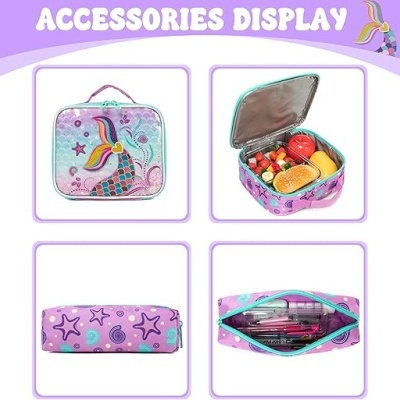 Conjunto Escolar Trolley Sereia - Trolley + lancheira + porta-lápis