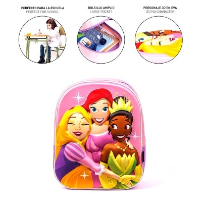 Mochila 3D Pré-Escolar Princesas Disney 31cm