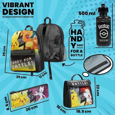 Conjunto Escolar 4 peças Pokemon