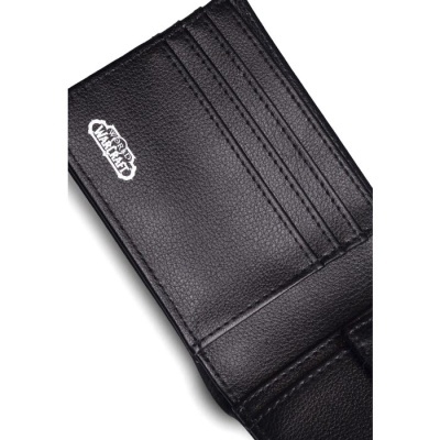 Carteira preta com ranhuras para cartões e selo prateado MARSHALL