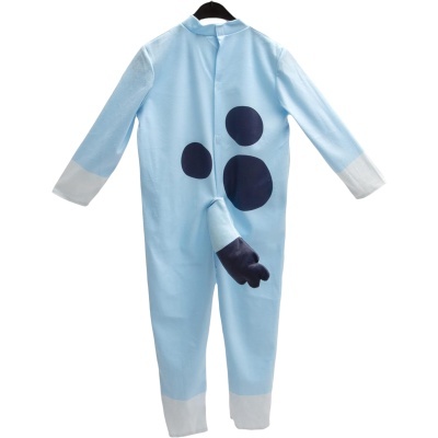 Macacão ou pijama azul claro com manchas pretas e manga em forma de mão