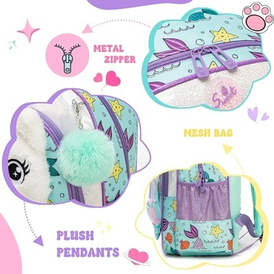 Conjunto Escolar Fluffy Gato - Mochila Escolar + lancheira + estojo