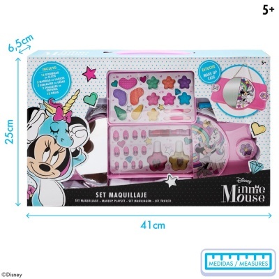 Bolsa de maquiagem com 2 níveis e espelho Minnie