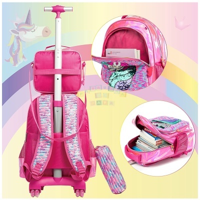 Conjunto Escolar Trolley Unicorn Queen Lantejoulas