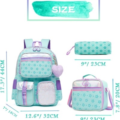 Conjunto Escolar Estrelas - Mochila + lancheira + porta-lápis