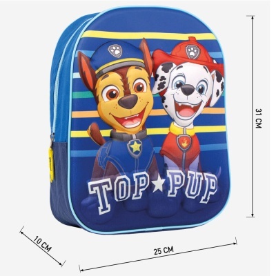 Mochila 3D Pré-Escolar Patrulha Pata 31cm