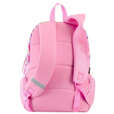 Mochila cor de rosa vista de trás com alças acolchoadas