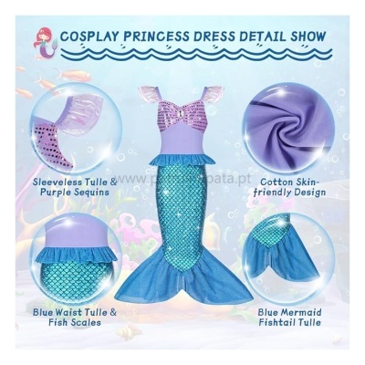 Fato Sereia com acessórios + peruca