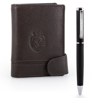 Conjunto de Porta-Cartões ejetor + Esferográfica - SCP Sporting