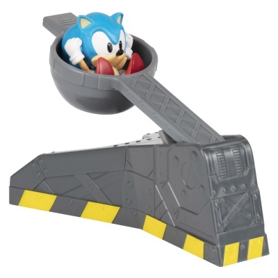 Brinquedo Sonic dentro de caçador espacial cinzento com detalhes amarelos