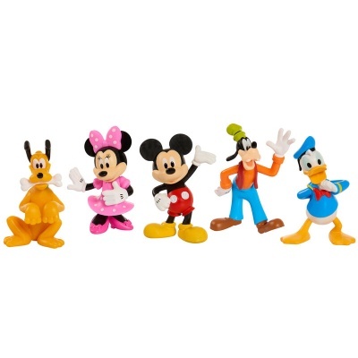 Bonecos de personagens Disney Pluto, Minnie, Mickey, Pateta e Pato Donald em plástico colorido