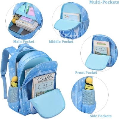 Conjunto Escolar - Mochila + lancheira térmica + porta-lápis - Cinderela Azul stars