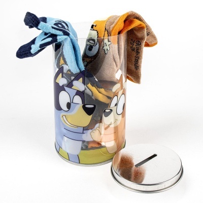 Mealheiro com 4 pares de meias Bluey e Bingo