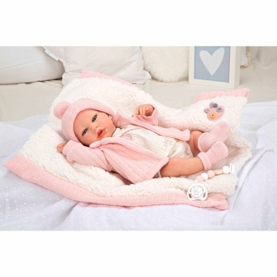 Arias Reborn 40 cm com Peso Marta Rosa com Manta