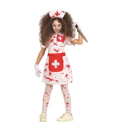 Fato de enfermeira zombie branca para menina