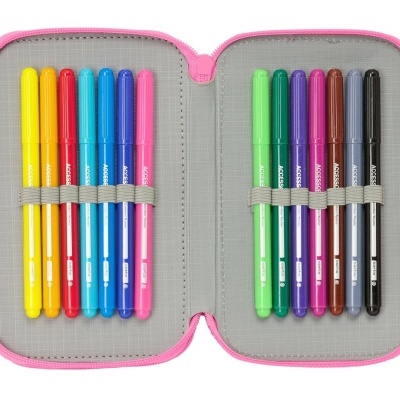 Estojo com material triplo completo Gabby - "Confetty"